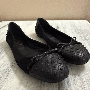 Tod's Black Quilted Bow driving Flats size 39
